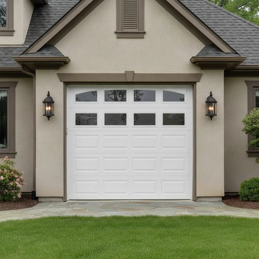 Traditional raised-panel steel garage door