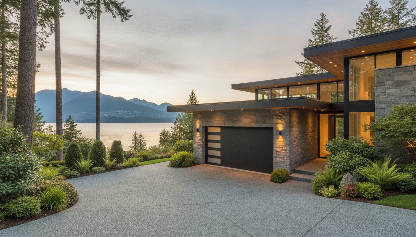 Modern North Shore home with a new garage door